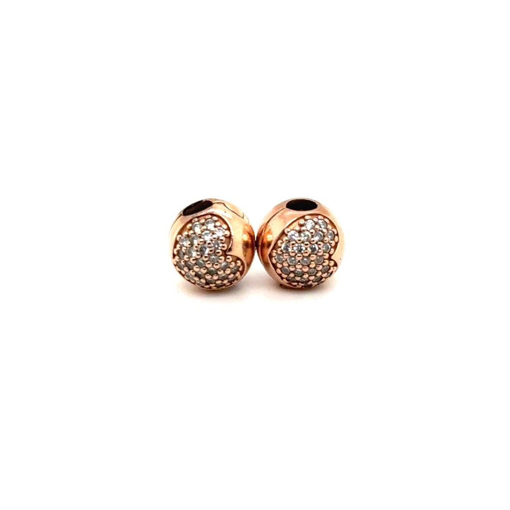 Pandora Rose Love of My Life Pave Heart Clips 781053CZ Set of 2 Rose Gold Charm